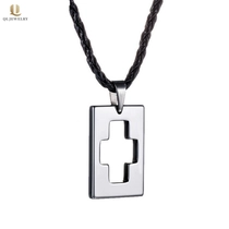 Chine Chaud Selling Bijoux Hommes Tungstène Carbure carrée Pendentif Tungstène Collier Croix-Croix-Croix-Collier Tag Chine Fournisseur fabricant