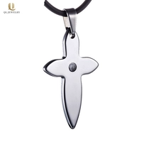 Chine Chaud Selling Bijoux Hommes Tungstène Croix Collier Pendentif Collier Homme Tungstène Tag avec CZ Stone Chine Fournisseur fabricant