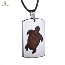 Chine Bijoux de la mode Homme de haute qualité Mens de tungstène Carbide Koa Pendentif en bois Collier Mens Tungsten Dog Tageur Tortue Pendentif China Factory fabricant