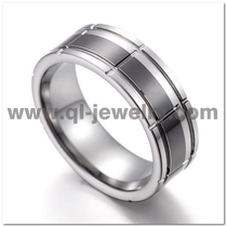 China Unique 8mm Comfort Fit High Polished Grooved Flat Tungsten Carbide and Black Ceramic Wedding Bands China Manufacturer manufacturer