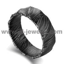 China Affordable and Unique Mens Wedding Bands Damascus Steel Wedding Bands Domed Black Damascus Steel Ring China Manufacturer manufacturer