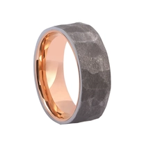China 8mm Hammered Brushed Grey Tantalum Ring Rose Gold Sleeve Mens Wedding Bands China Manufacturer manufacturer