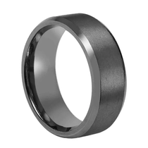 porcelana China Anillos para hombres Joyería 8 mm Bordes biselados pulidos y cepillados Banda de boda para hombre de tantalio Fabricantes fabricante