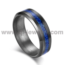 China Rare metal wedding band for men women 6mm beveled edges pure tantalum ring with blue opal inlay China Manufacturer manufacturer