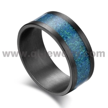 China Rare metal wedding band for men women 10mm brushed flat pure tantalum ring with blue opal inlay China Manufacturer manufacturer