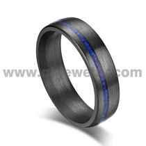China Rare metal wedding band for men women 6mm domed pure tantalum ring with blue opal inlay China Manufacturer manufacturer