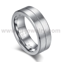 porcelana China 2023 Anillos de boda de cobalto de estilo más nuevo Anillo de cobalto con bordes planos y biselados de 8 mm con línea en el centro Fabricantes fabricante