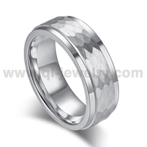 China 2023 Newest Style Cobalt Wedding Rings 8mm Hammered Flat and Step Edges Cobalt Ring China Manufacturer manufacturer