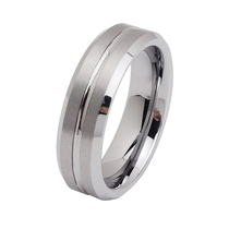 China Plenty of Tungsten Wedding Bands in Stock 6mm/ 8mm Beveled Edges and Grooved Brushed Tungsten Carbide Ring China Manufacturer manufacturer