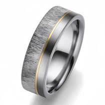 China Rare Metal Pure Tantalum Couple Rings 6mm Polished and Brushed Wood Effect Pure Tantalum Ring with Gold Line Inlay China Manufacturer manufacturer