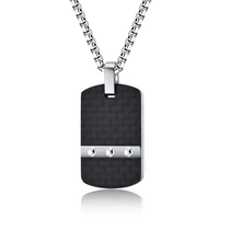 China In Stock Creative European Simple Hexagonal Nailhead K Pattern Carbon Fiber Pendant Men's Fashion Military Pendant Silver Color  China Supplier manufacturer