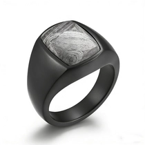 Cina Anello con sigillo da uomo in zirconio nero di fascia alta con inserto in meteorite naturale - Fornitore e produttore B2B premium produttore