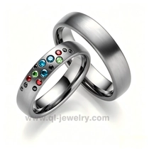 Chine Anneaux de couple en tantale premium, alliances en tantale brossé personnalisées avec pierres précieuses - QL Jewelry Factory Direct fabricant