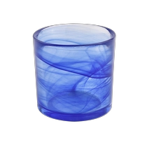 Kina Håndlavet Blue Glass Votive Candle Jar fabrikant
