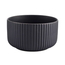 China Matte Black Ceramic Cader Container mit Streifendesign Hersteller