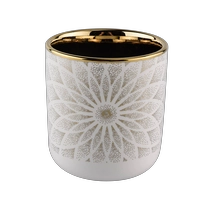 Cina Vaso di candela in ceramica bianca 12 once con oro elettroplavato produttore