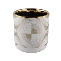 Cina Portacandele in ceramica bianca 400ml con motivo oro produttore