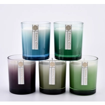 China Kundenspezifische Farbe 300ml Gradient außerhalb Glaskerzenhalter für Großhandel Hersteller