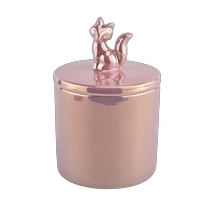 Cina Barattolo di candela in ceramica rosa con coperchio in lucido produttore