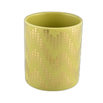 China lemon color ceramic candle jars with gold printing manufacturer