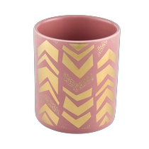 China home decor pink ceramic candle holder with gold artwork manufacturer