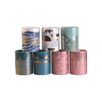 China 11oz golden decal cylinder ceramic candle vessels wholesale manufacturer