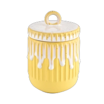 চীন নতুন ডিজাইনের 400ml সোনার সিরামিক মোমবাতি ধারক ঢাকনা সহ পাইকারি জন্য নির্মাতা