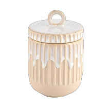 চীন হোম ডেকোর জন্য ঢাকনা সহ পাইকারি 10oz 12oz বাদামী সিরামিক মোমবাতি ধারক নির্মাতা