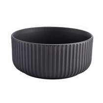 China large black ceramic container with embossed pattern for candle making manufacturer
