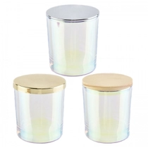China Borong 8oz 10oz 12oz balang lilin kaca berair dengan penutup logam pengilang