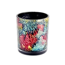 China Hand paint artwork color 10oz glass candle jar manufacturer