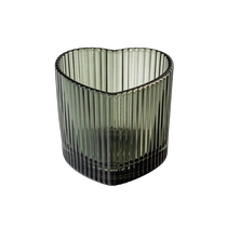 Kina Heart Shape Stripe Design Glasbeholder stearinlysglas til engroshandel fabrikant