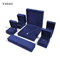 China YADAO Superior Velvet Jewelry Box Blue Custom logo for Ring Bracelet Necklace Earring Packaging manufacturer