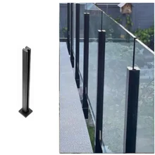 China Black stainless steel grooved glass balustrade post in round or square shape for glass railing manufacturer