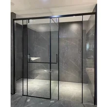 China Modern Clear Tempered Glass Shower Door Stainless Steel Frame Dry And Wet Separation For Luxury Bathroom manufacturer