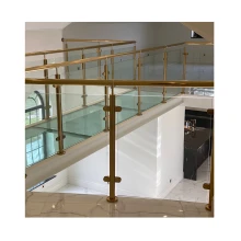 China Custom Stainless Steel Gold Finish Post Glass Railing Modern Indoor Staircase SS304 SS316 Railing manufacturer