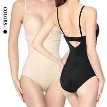 China Bodysuit Shapewear fornecedor para mulheres Tummy Control Dress Bodysuit sem costas Tops Modelador de corpo com sutiã embutido fabricante