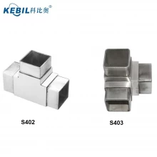 China 30mm/40mm 3 Way Square Tube Connectors 3-Way Flush Elbow Stainless Steel Handrail Elbow Fittings manufacturer