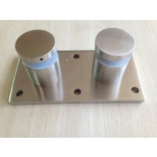 China 316 Brushed Stainless Steel Standard Glass Rail Double Standoff Fitting with Mounting Plate manufacturer