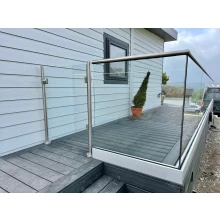 China Pet Child friendly Glass Balustrade Patio Deck Railings With Glass Door Hinges manufacturer
