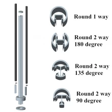 Chiny Round aluminum railing post for tempered glass panel producent