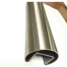 China satin finish round 42.4mm groove handrail tubing with 24x24mm groove manufacturer