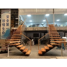 China Wood Tread Stringer Floating Straight Stairs Central Spine with Frameless Glass Railing Stairs - COPY - ibmaw0 fabricante