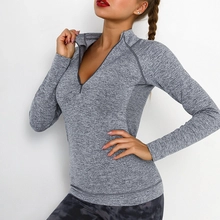 China S-SHAPER Women's Sexy Fitness Active Sports Workout Zip Up Long Sleeve Sweetshirt Athletic Yoga Crop Top Wholesales manufacturer