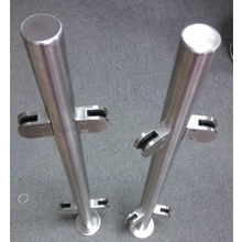 China 316 marine grade brushed stainless steel glass balustrade posts with glass clamps and cap plates manufacturer