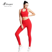 China S-SHAPER Outdoors Red Seamless Activewear Yoga Wear Leggings Sets Supplier manufacturer