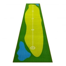China Extra Long Putting Green Mat with Custom Design Polyester Printing Golf Mat with Non-slip TPR Backing manufacturer