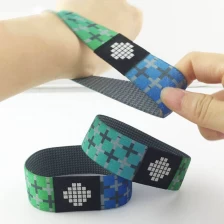 China Factory Price Full Printing Elastic Polyester Woven Fabric Stretch Bracelets RFID Fabric Wristband manufacturer