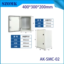 China 400*300*200MM SMC-Fiberglasgehäuse IP65 korrosionsbeständiger Verteiler für Solar-Kombinationsboxen und Stromversorgungssysteme Hersteller