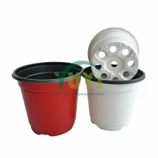 China Cheap Primium Large Custom Colored Outdoor Garden Nursery Round UV Protected Plastic Black Flowerpot manufacturer